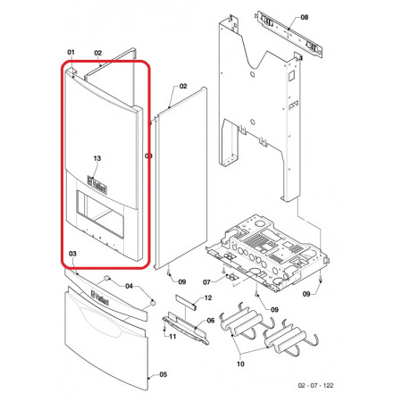 Облицовка передняя панель для настенного котла /5-3 pro Vaillant (0020200696)